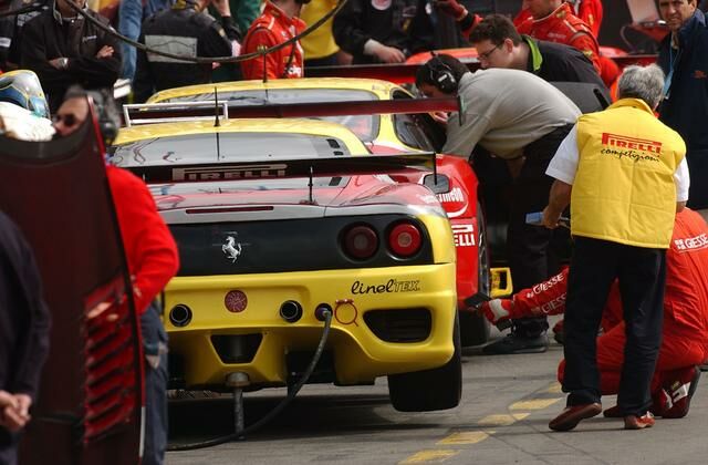 Ferrari's in the pitlane at Magny-Cours