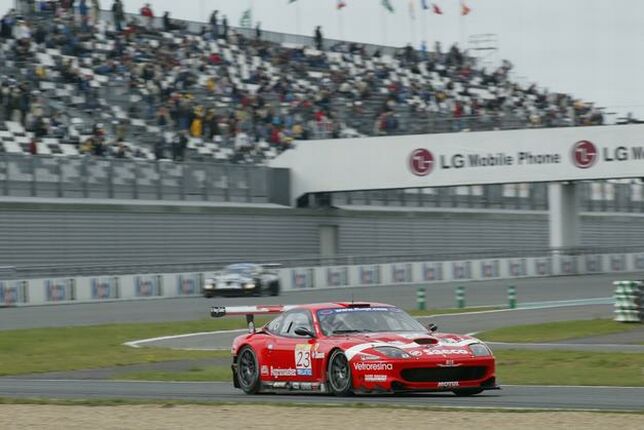 the no 23 Biagi/Bobbi BMS Scuderia Italia Ferrari 550 Maranello on its way to a second consecutive FIA GT victory at Magny-Cours