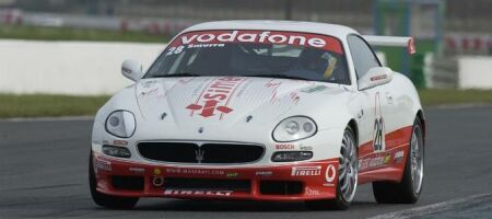 Emanuele Smurra on his way to victory at Magny-Cours in the Vodafone Maserati Trofeo