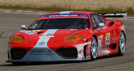 the no89 Team Maranello Concessionaires Ferrari 360 on its way to an eventual tenth in N-GT at Brno