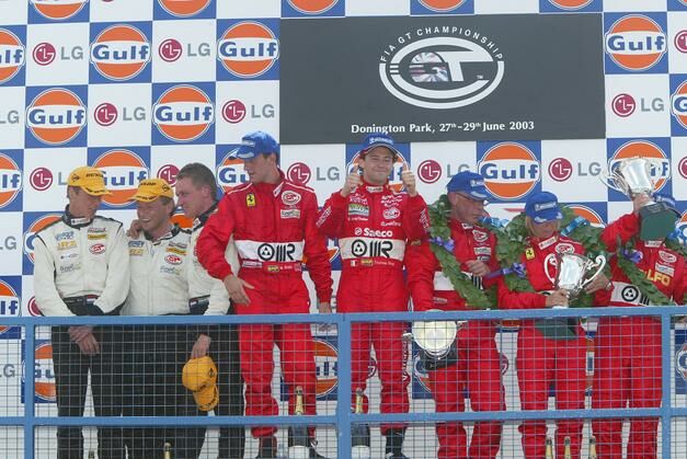 the FIA GT podium at Donington Park