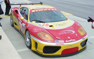 the no28 JMB Racing Ferrari 360 driven by Stephan Gregoire and Eliseo Salazar on its way the 11th place in GT at the Infineon Grand Prix of Sonoma