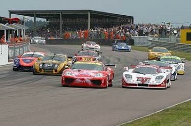 Tim Mullen and Andrew Kirkaldy on their way to second place overall at Thruxton in the Veloqx Motorsports Ferrari 360 Modena