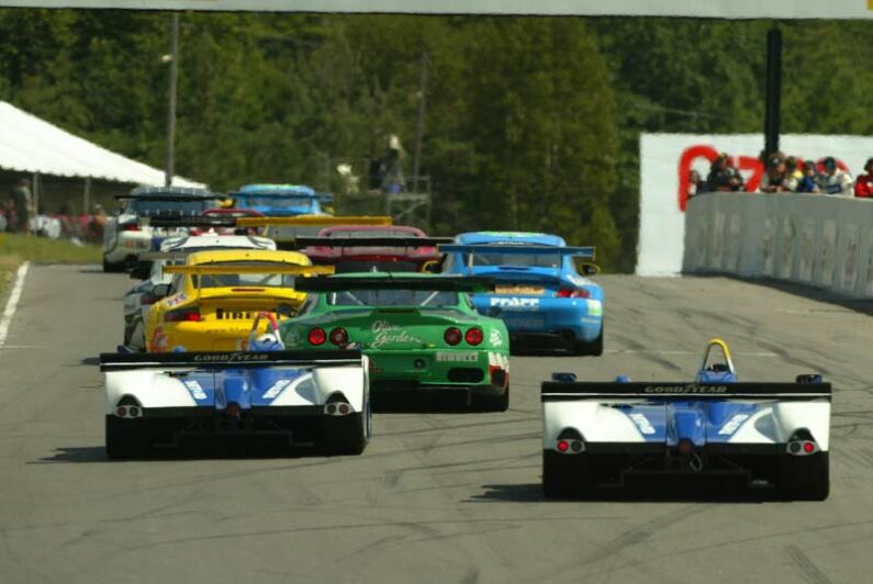 The Team Olive Garden Ferrari 550 Maranello at the start last weekend at Mosport