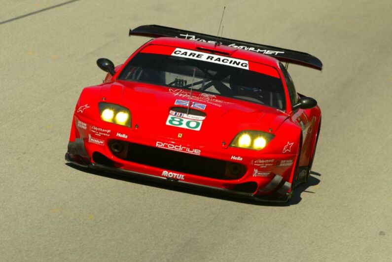 The 80 Ferrari 550 Maranello of Jan Magnussen and David Brabham during qualifying at Elkhart Lake for tomorrow's Road America 500