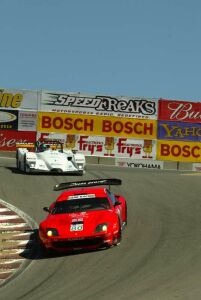 Jan Magnussen on his way to GTS pole at Laguna Seca in the 80 Prodrive Ferrari 550 Maranello