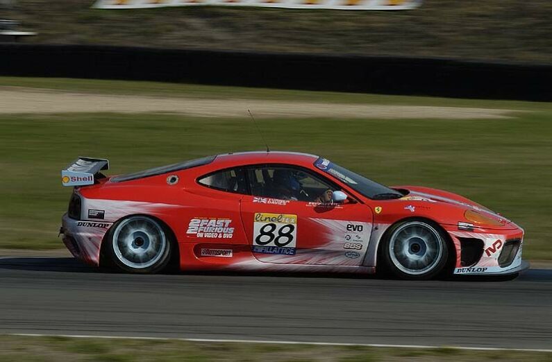 The 88 Team Maranello Concessionaires Ferrari 360 Modena on its way to second place in N-GT at Oschersleben