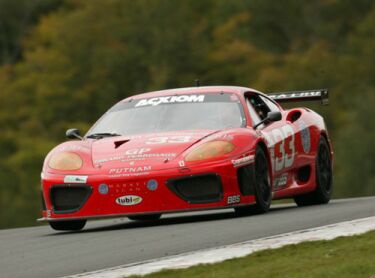 The Scuderia Ferrari of Washington 360GT of Cort Wagner and Brent Martini on its way to third overall at the Six Heures du Circuit Mont Tremblant