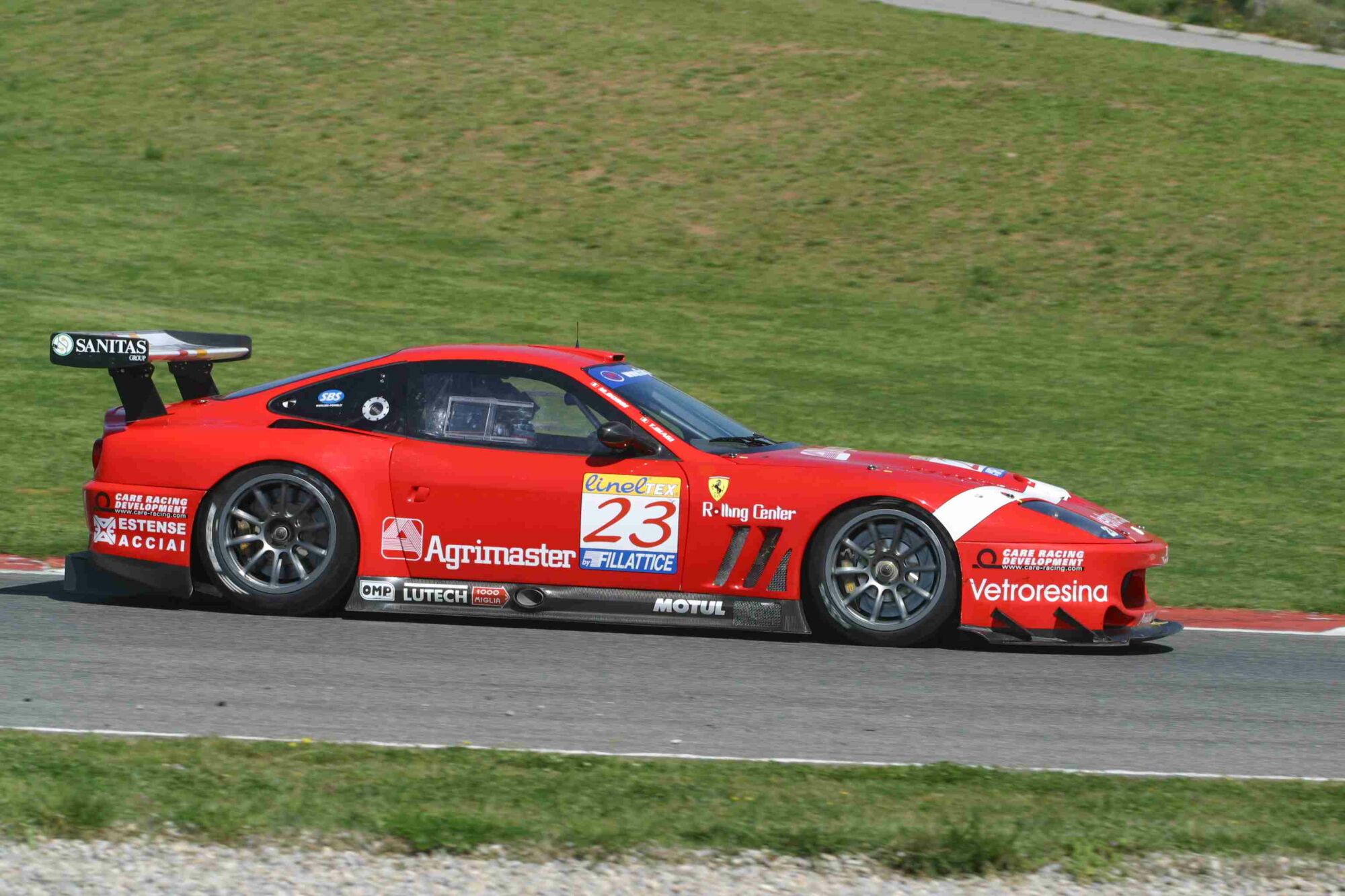 The no23 Ferrari 550 Maranello of Thomas Biagi and Matteo Bobbi on its way to winning the 2003 FIA GT Driver's Championship in Estoril yesterday