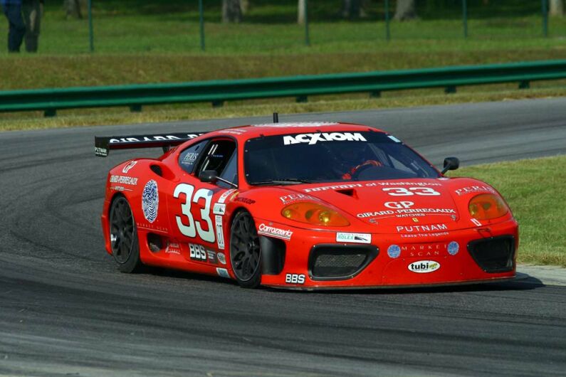 The Scuderia Ferrari of Washington Ferrari 360GT on its way to another GT victory at the Virginia International Raceway