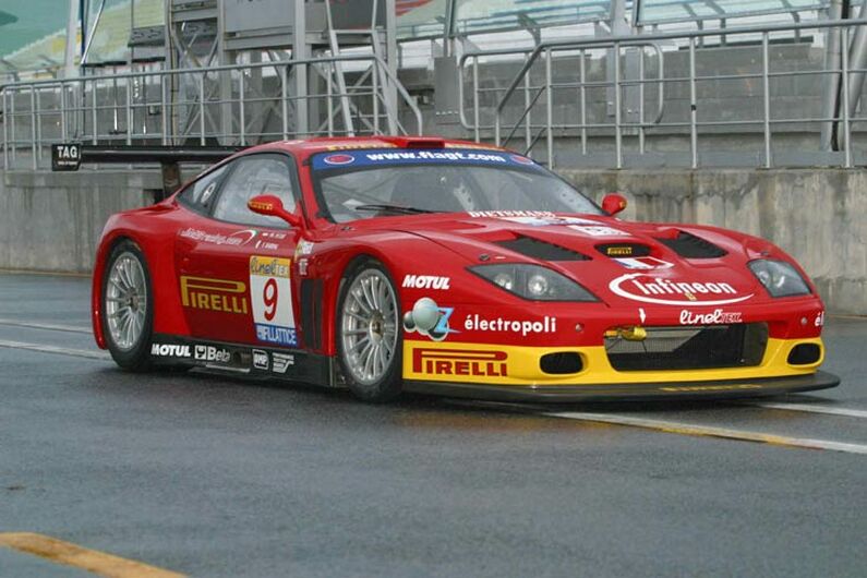 The no9 JMB Racing Ferrari 575GTC at Estoril on Sunday