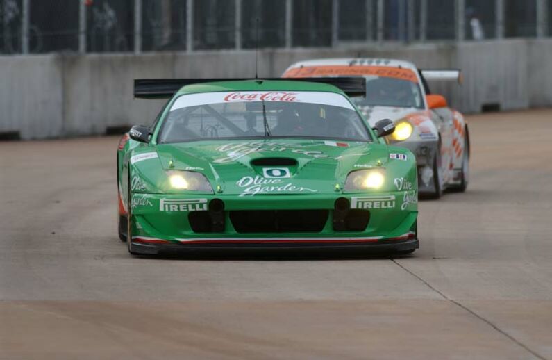 The Team Olive Garden Ferrari 550 Maranello on its way to a podium finish around the streets of Miami last time out