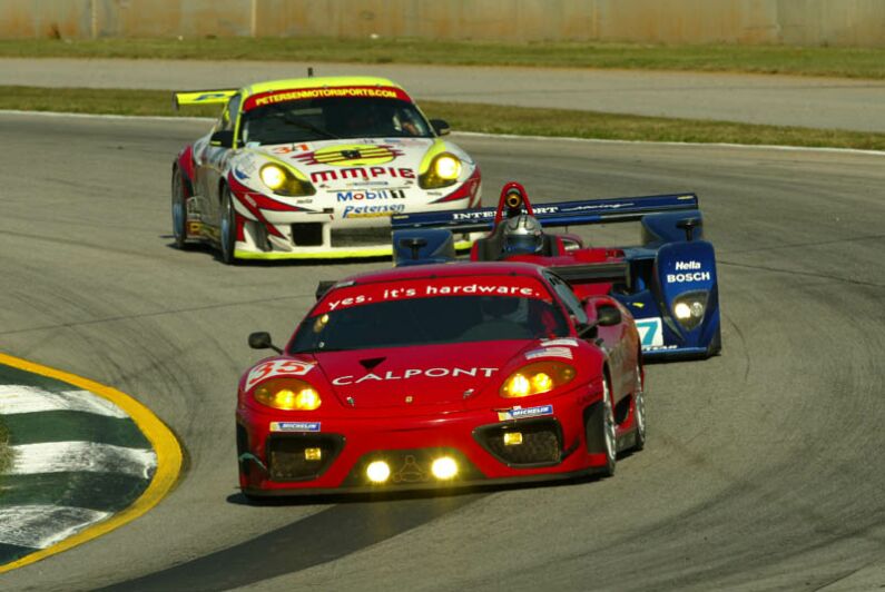 The Risi Competizione Ferrari 360 Modena on its way to third in the GT class at the Petit Le Mans