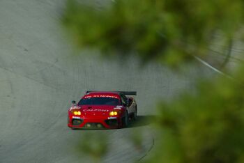 The Risi Competizione Ferrari 360 Modena on its way to third in the GT class at the Petit Le Mans