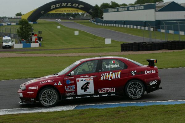 Gabriele Tarquini on his way to victory in race one at Donington Park. The Italian, despite carrying success ballast is looking forward to next weekend's FIA ETCC races at Spa