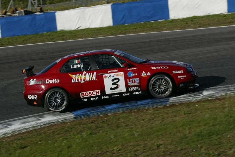 Nicola Larini, during qualifying at Estoril, has claimed his fourth pole position of the season