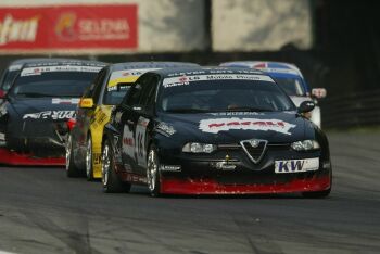 Paolo Ruberti leads Frank Diefenbacher's Seat and his team mate Fabio Francia at Monza