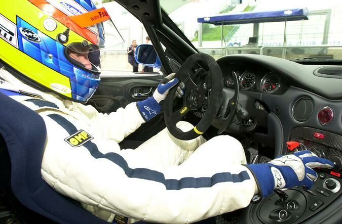 Pirelli test driver Fabio Babini at the wheel of the Maserati Trofeo during the Vallelunga tyre development test session