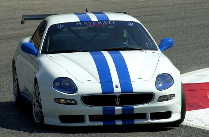 Pirelli test driver Fabio Babini at the wheel of the Maserati Trofeo during the Vallelunga tyre development test session