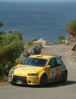 Paolo Andreucci, seen here earlier this year on the Rallye Salento, now heads for the final round of the Italian Rally Championship in second place, eight points adrift of series leader Giandomenico Basso. Photo courtesy of Photocris.