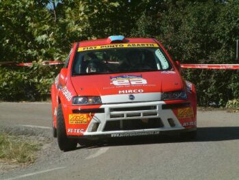 Mirco Baldacci driving the Hi-Tec Fiat Punto Abarth on the 2003 Catalunya Rally