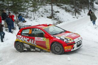 Alessandro Broccoli in his Fiat Punto Super1600 on the 2004 Monte Carlo Rally. Click to enlarge.