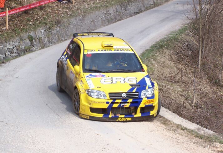 Fiat Punto Abarth Rally in action on the 2004 Rally Mille Miglia. Photo: Marco Tenuti. 