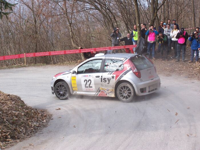 Fiat Punto Abarth Rally in action on the 2004 Rally Mille Miglia. Photo: Marco Tenuti. 