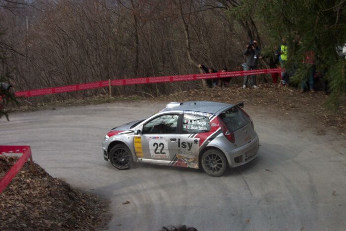 Fiat Punto Abarth Rally in action on the 2004 Rally Mille Miglia. Photo: Marco Tenuti. 