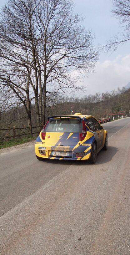 Fiat Punto Abarth Rally in action on the 2004 Rally Mille Miglia. Photo: Marco Tenuti. 